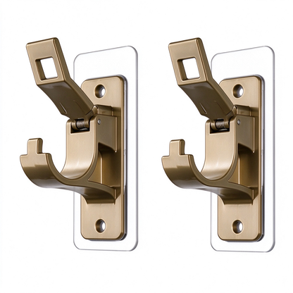 🏠2-Pack No-Drill Curtain Rod Brackets, Self-Adhesive Multifunctional Acrylic Gel Rod Holder Hooks