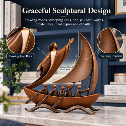 Peace in the Storm Faith Sailboat Sculpture