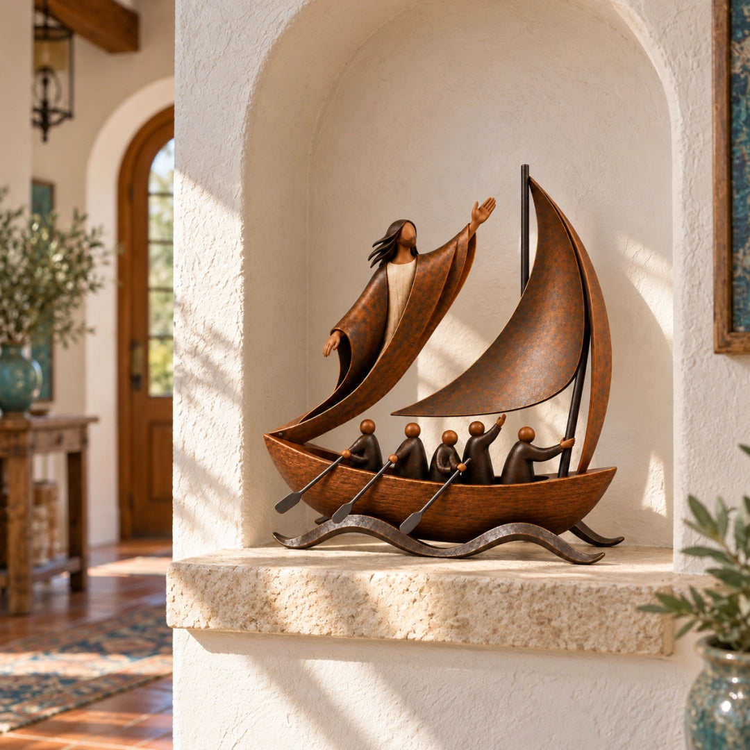 Peace in the Storm Faith Sailboat Sculpture