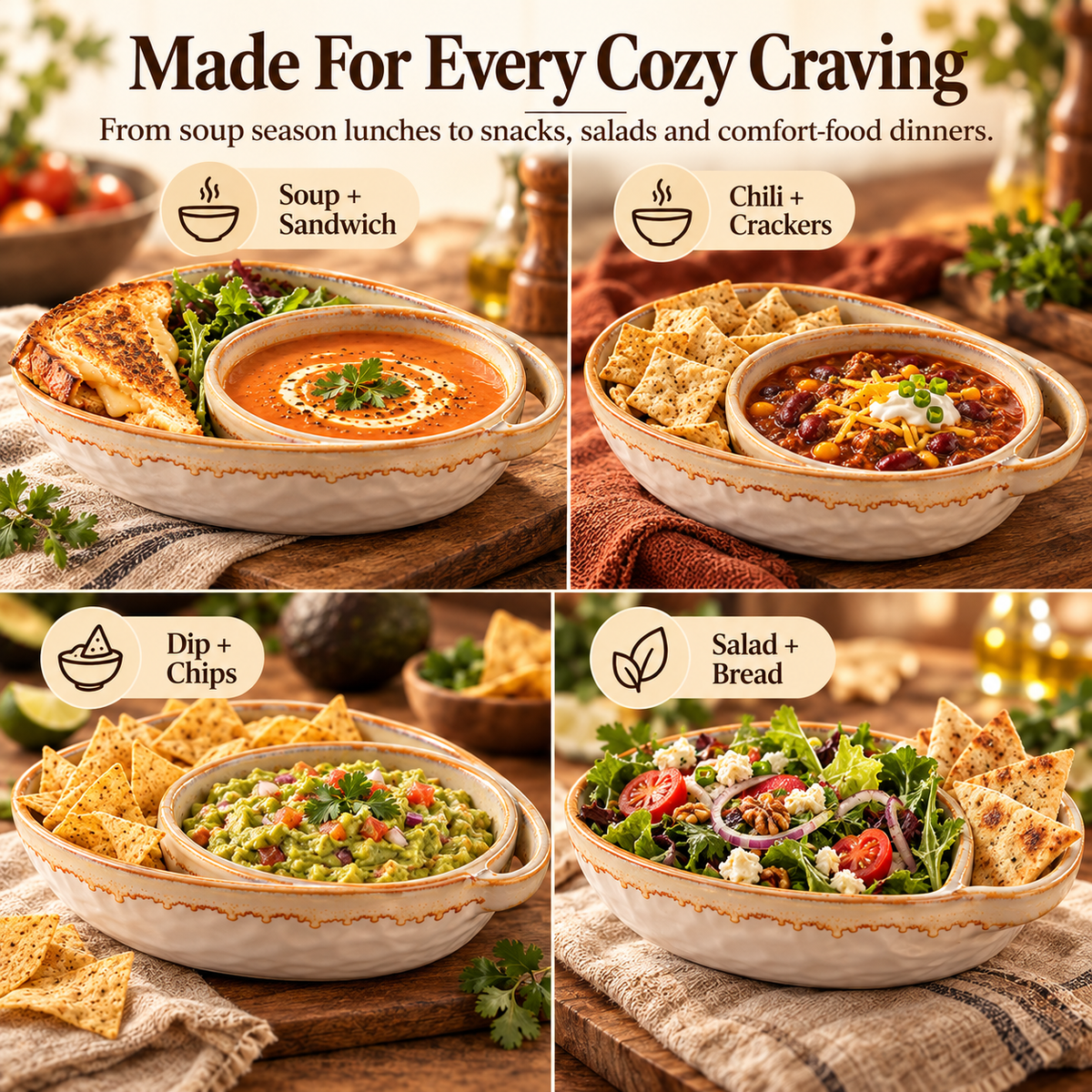 Handmade Soup & Sandwich Bowl Set / Cozy Meals