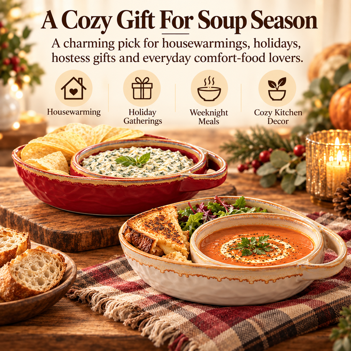 Handmade Soup & Sandwich Bowl Set / Cozy Meals