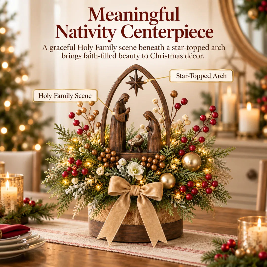 🌸Candlelit Christmas Nativity Centerpiece