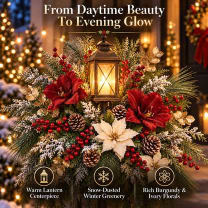 ✨ Snow-Kissed Christmas Lantern Floral Stake