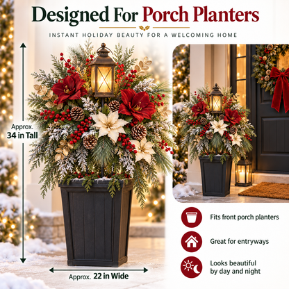 ✨ Snow-Kissed Christmas Lantern Floral Stake