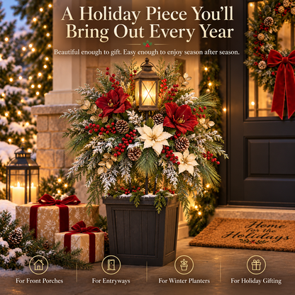 ✨ Snow-Kissed Christmas Lantern Floral Stake