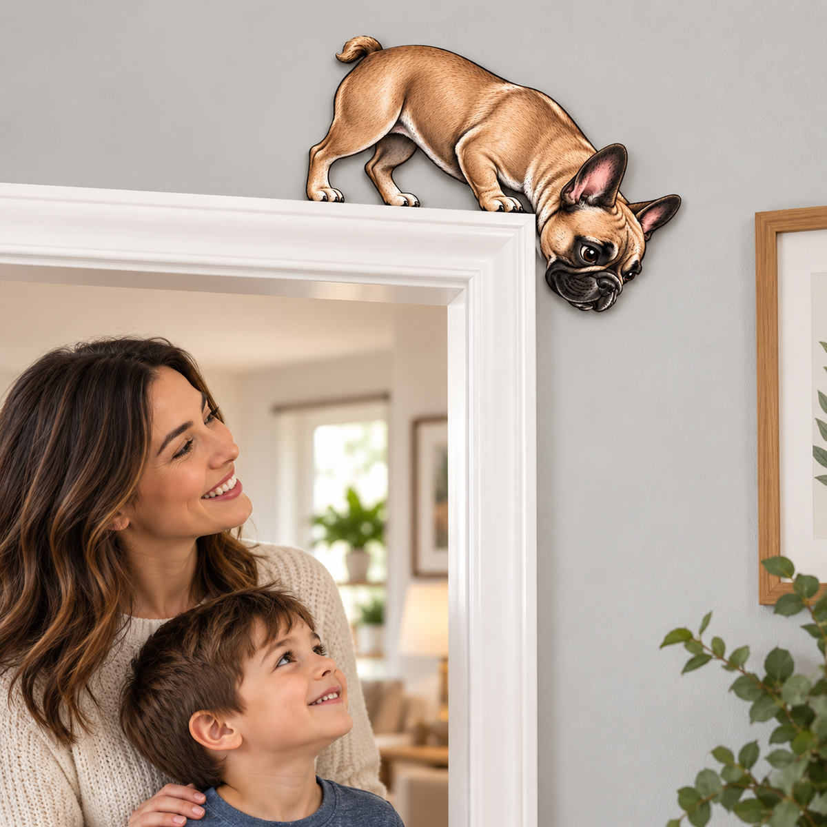 🐶🚪 Curious Pup Door Frame Accent – Playful Peeking Dog Decor for Pet Lovers