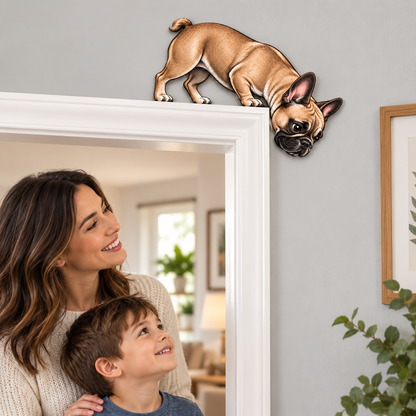 🐶🚪 Curious Pup Door Frame Accent – Playful Peeking Dog Decor for Pet Lovers