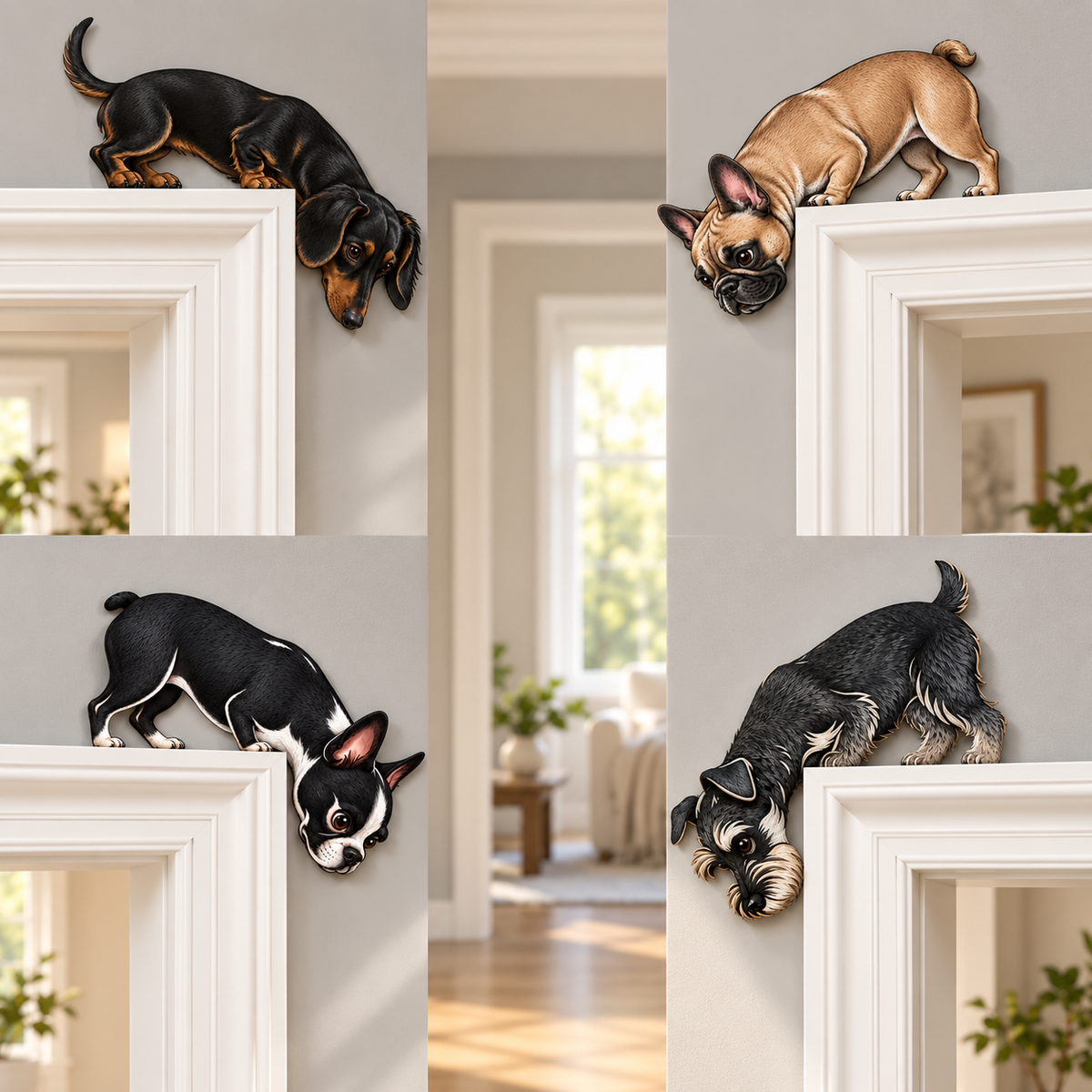🐶🚪 Curious Pup Door Frame Accent – Playful Peeking Dog Decor for Pet Lovers