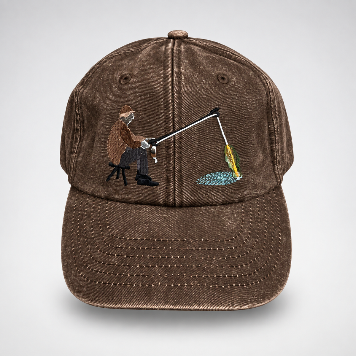 🎣 Catch of the Day Interactive Fishing Cap – Vintage Washed Moving Fish Hat