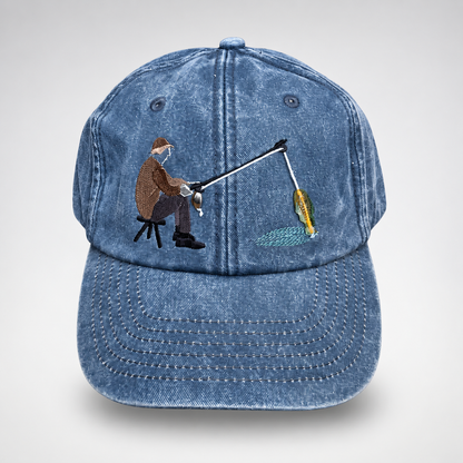 🎣 Catch of the Day Interactive Fishing Cap – Vintage Washed Moving Fish Hat