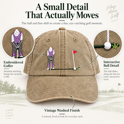 ⛳ Putt It In! Interactive Golf Cap – Vintage Washed Moving Ball Hat