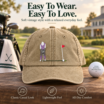 ⛳ Putt It In! Interactive Golf Cap – Vintage Washed Moving Ball Hat