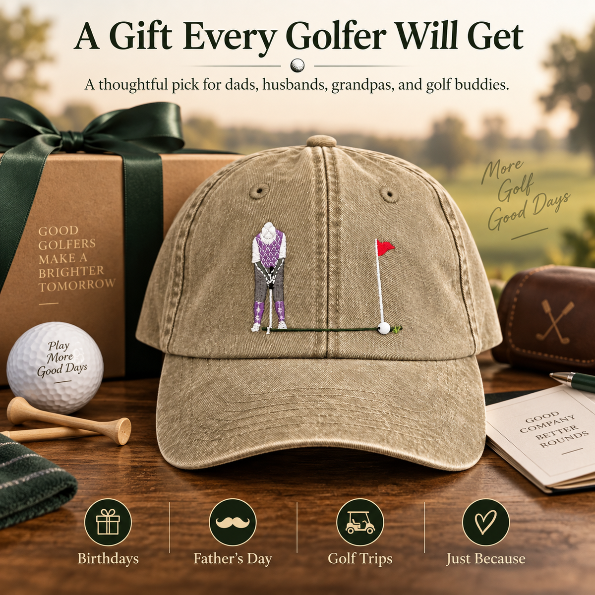 ⛳ Putt It In! Interactive Golf Cap – Vintage Washed Moving Ball Hat