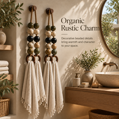 Boho Beaded Double-Ring Towel Hanger