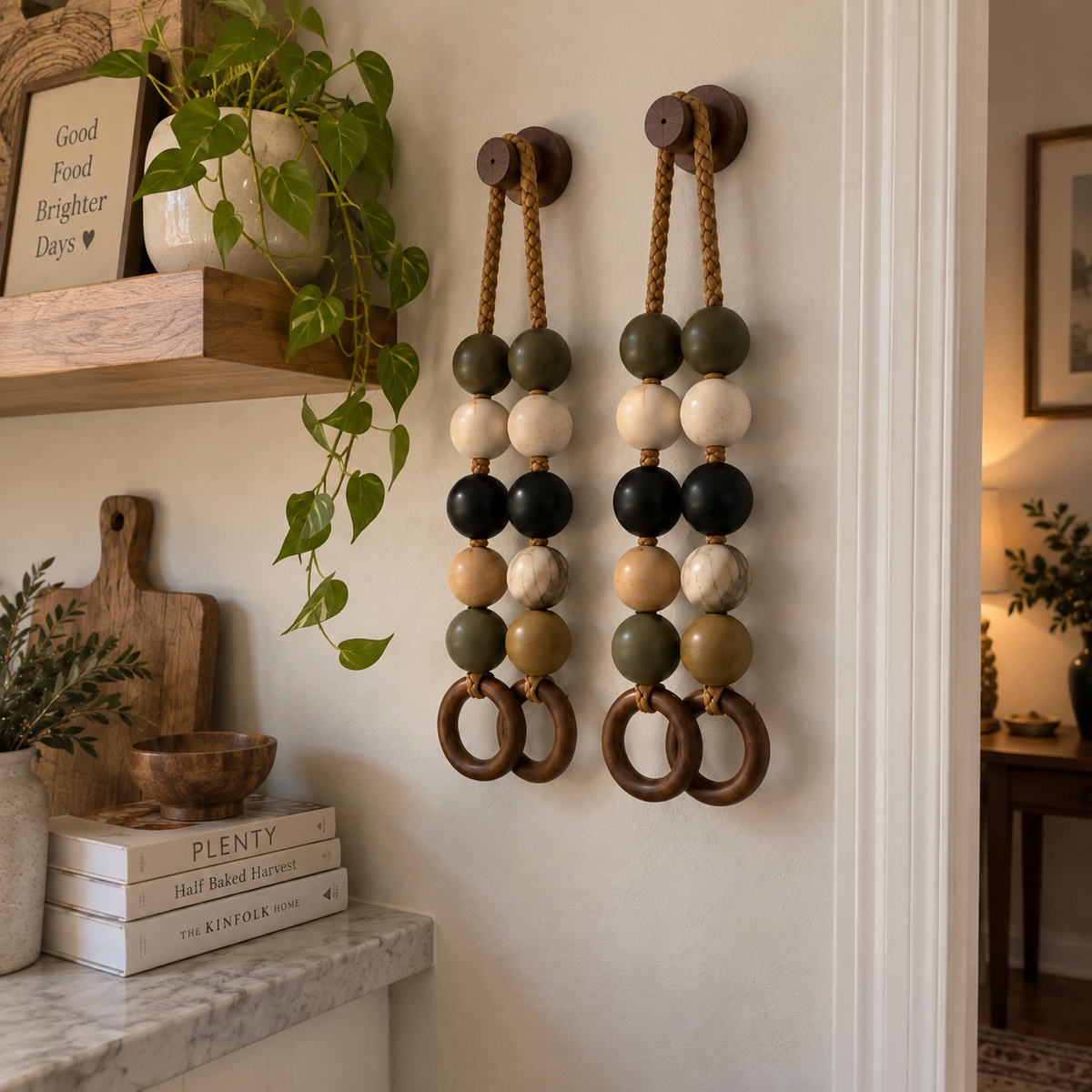 Boho Beaded Double-Ring Towel Hanger