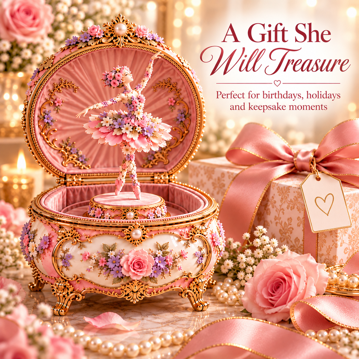 🎉50% OFF Floral Ballerina Music Box – A Romantic Keepsake With a Magical Butterfly Reveal 🦋