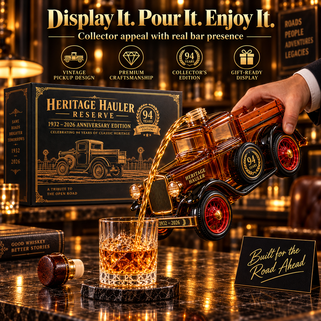 Heritage Hauler pickup decanter collector display
