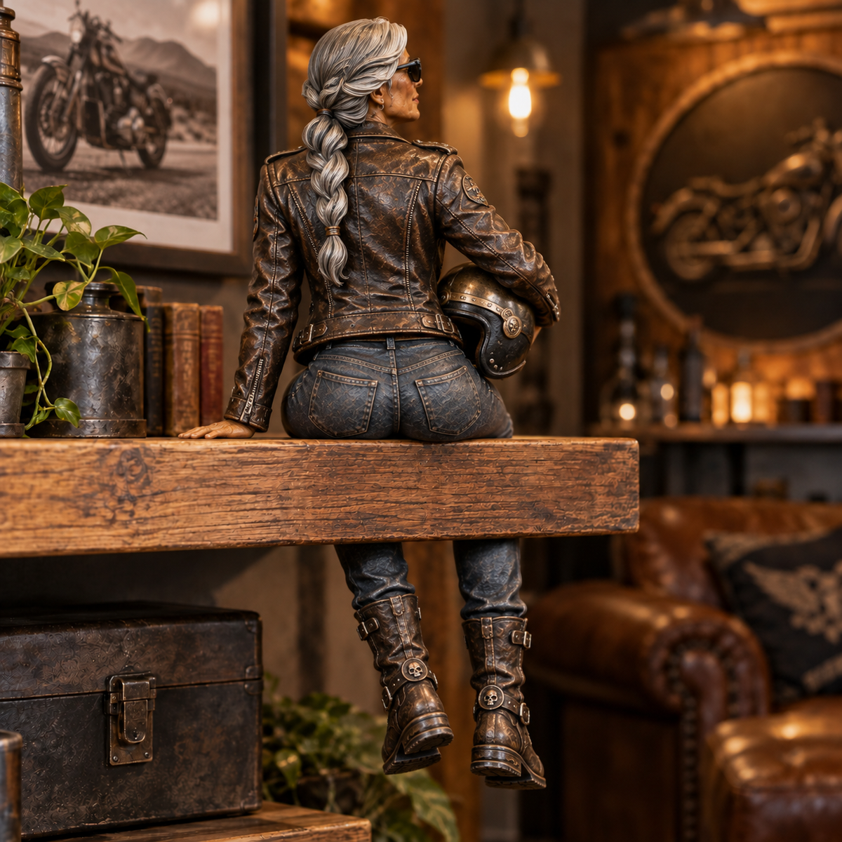 Old Biker Soul – Women Ride Too Shelf Sitter Figurine Collection
