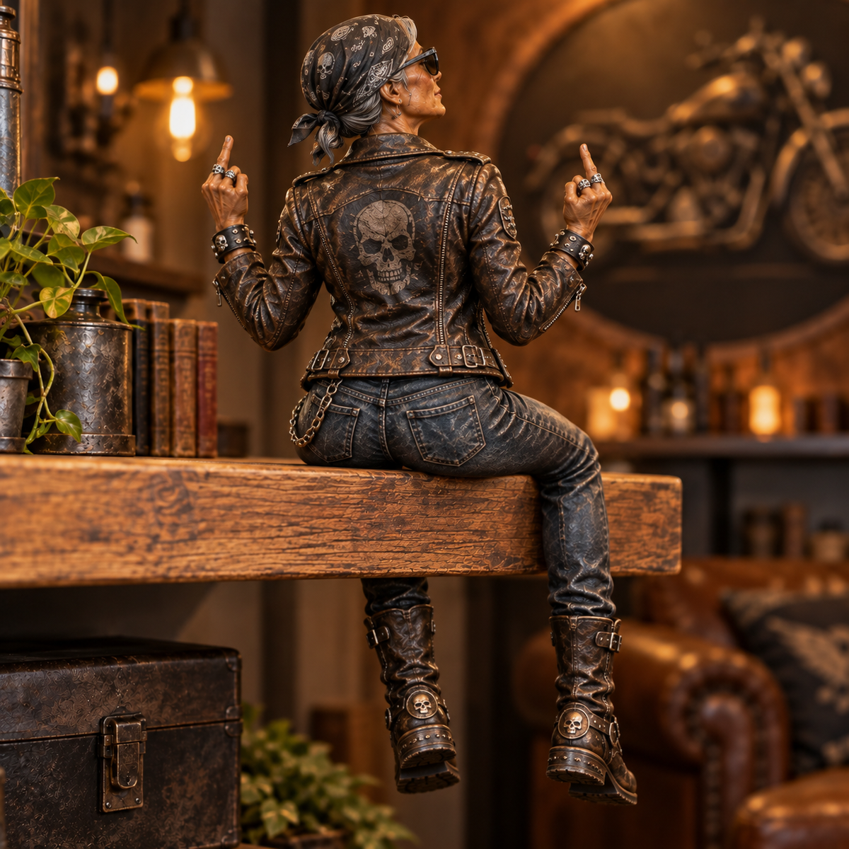 Old Biker Soul – Women Ride Too Shelf Sitter Figurine Collection