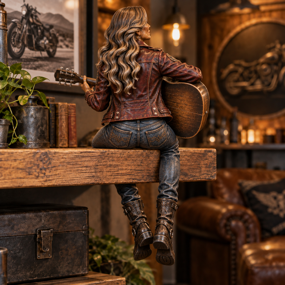 Old Biker Soul – Women Ride Too Shelf Sitter Figurine Collection