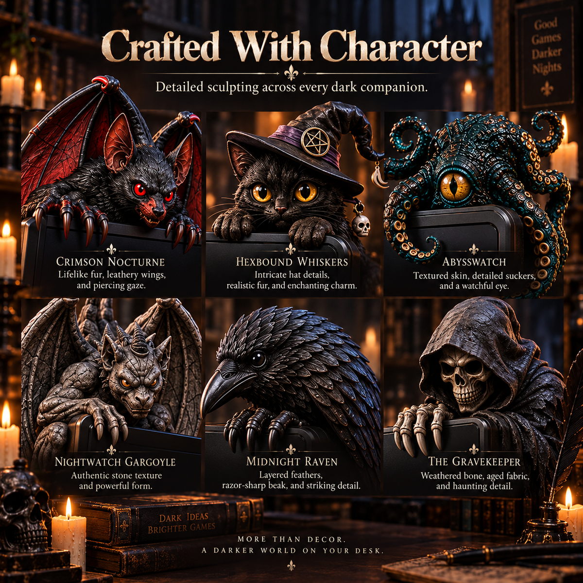Dark Fantasy Gothic Monitor Figurines