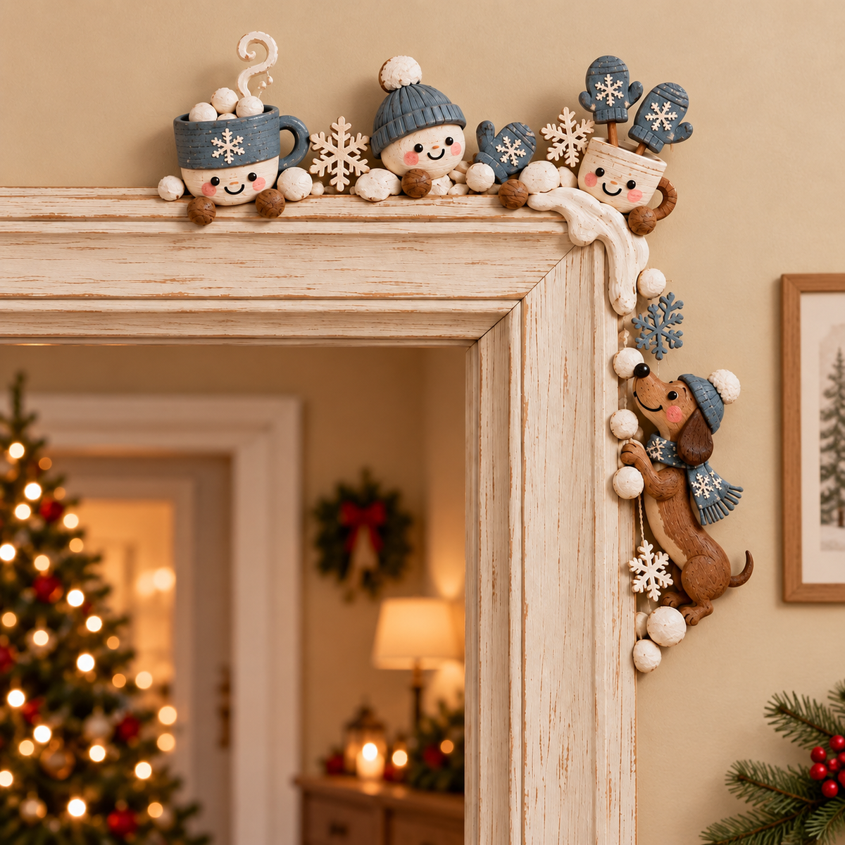 ⛄ 🎄 Winter Snowman Christmas Door Frame Corner Decor ❄️