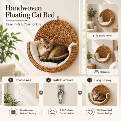 🐱Purrfectly Cozy Handwoven Hanging Cat Bed