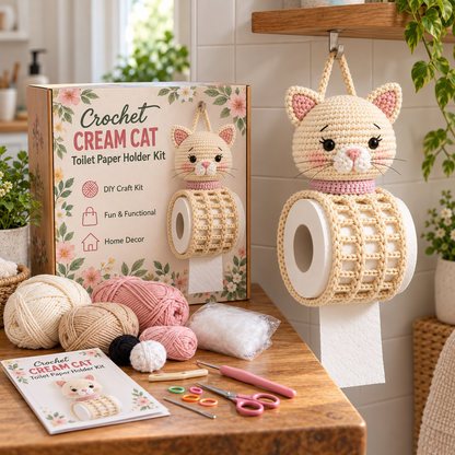 🧶 Cozy Critter Creations™ – Adorable Animal Crochet Toilet Paper Holder DIY Kits