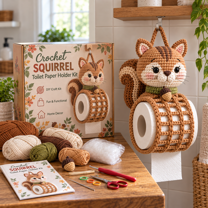 🧶 Cozy Critter Creations™ – Adorable Animal Crochet Toilet Paper Holder DIY Kits