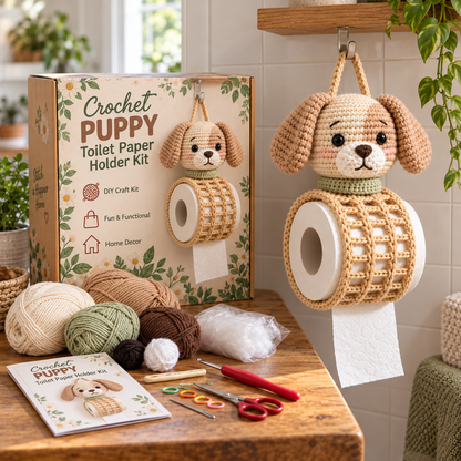 🧶 Cozy Critter Creations™ – Adorable Animal Crochet Toilet Paper Holder DIY Kits
