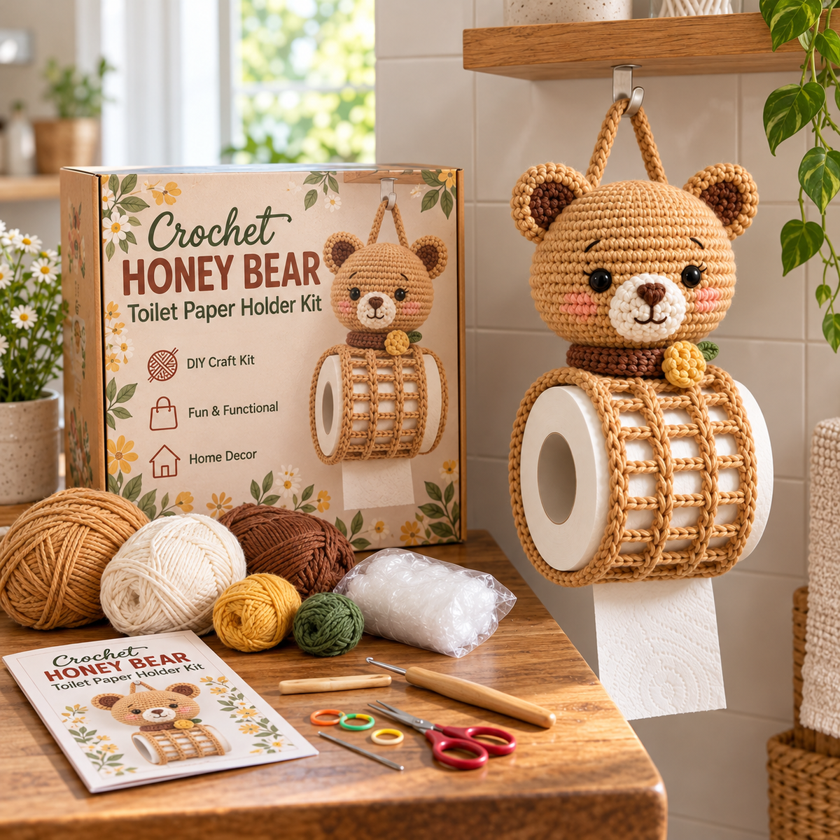 🧶 Cozy Critter Creations™ – Adorable Animal Crochet Toilet Paper Holder DIY Kits