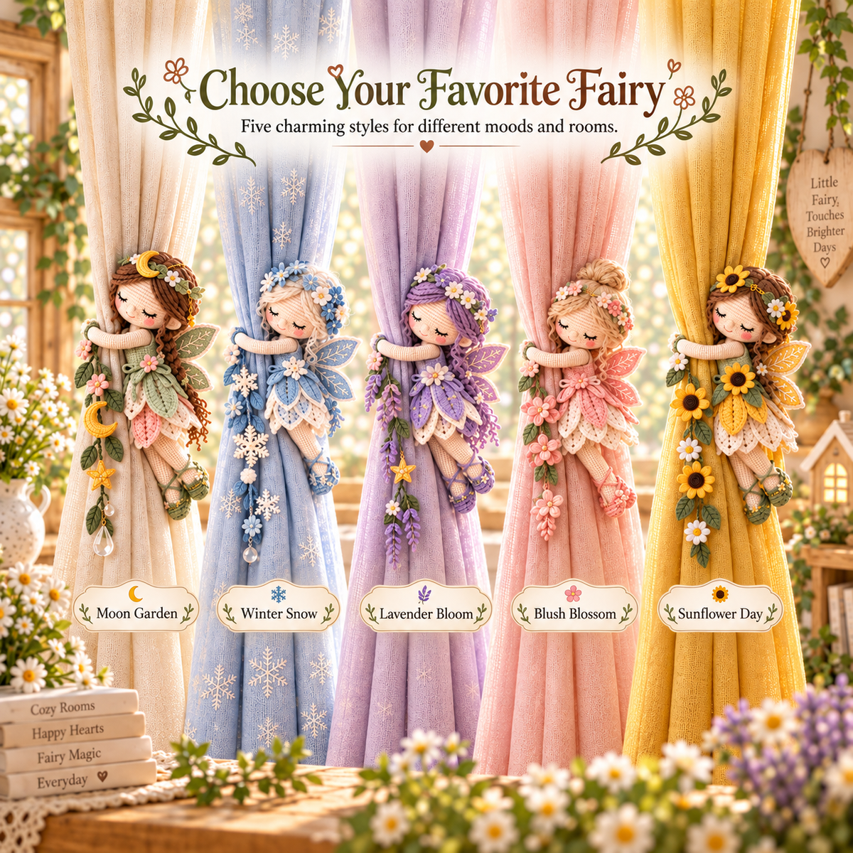 Enchanted Fairy Hug™ – Crochet Curtain Tiebacks, Whimsical Window Decor & Gift