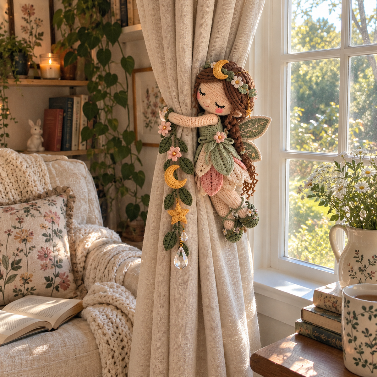 Enchanted Fairy Hug™ – Crochet Curtain Tiebacks, Whimsical Window Decor & Gift