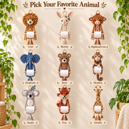 Boho Critter Charm™ – 9 Handmade Macramé Animal Toilet Paper Holders | Cute Bathroom Decor & Gifts
