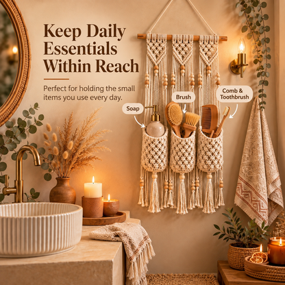 🏡Boho Macramé Wall Organizer