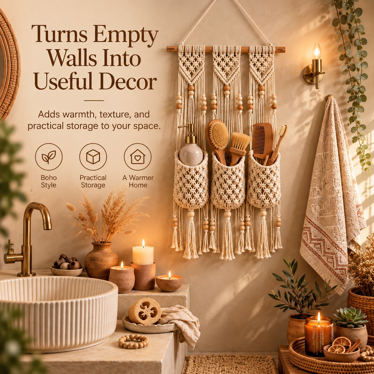 🏡Boho Macramé Wall Organizer