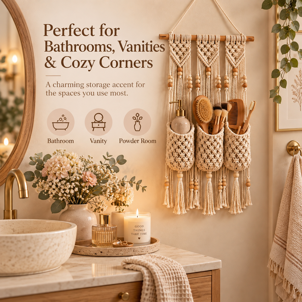 Three pockets for everyday bathroom essentials