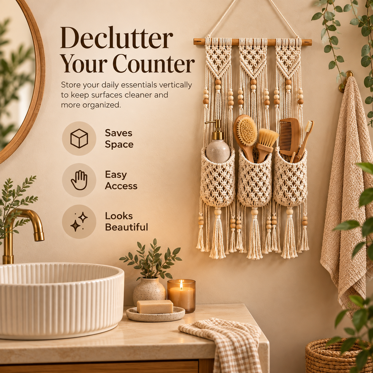 🏡Boho Macramé Wall Organizer