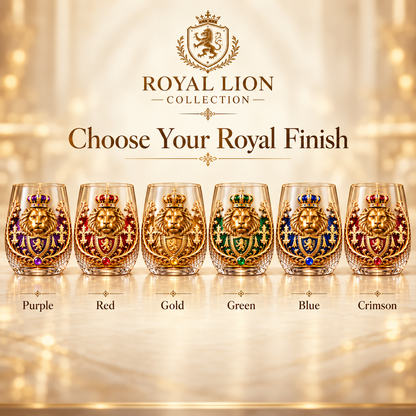 3D Crowned Lion Crystal Whiskey Glass