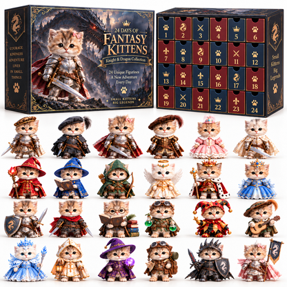 🐉 24 Days of Fantasy Kittens Advent Calendar – Knight & Dragon Collection 🐱