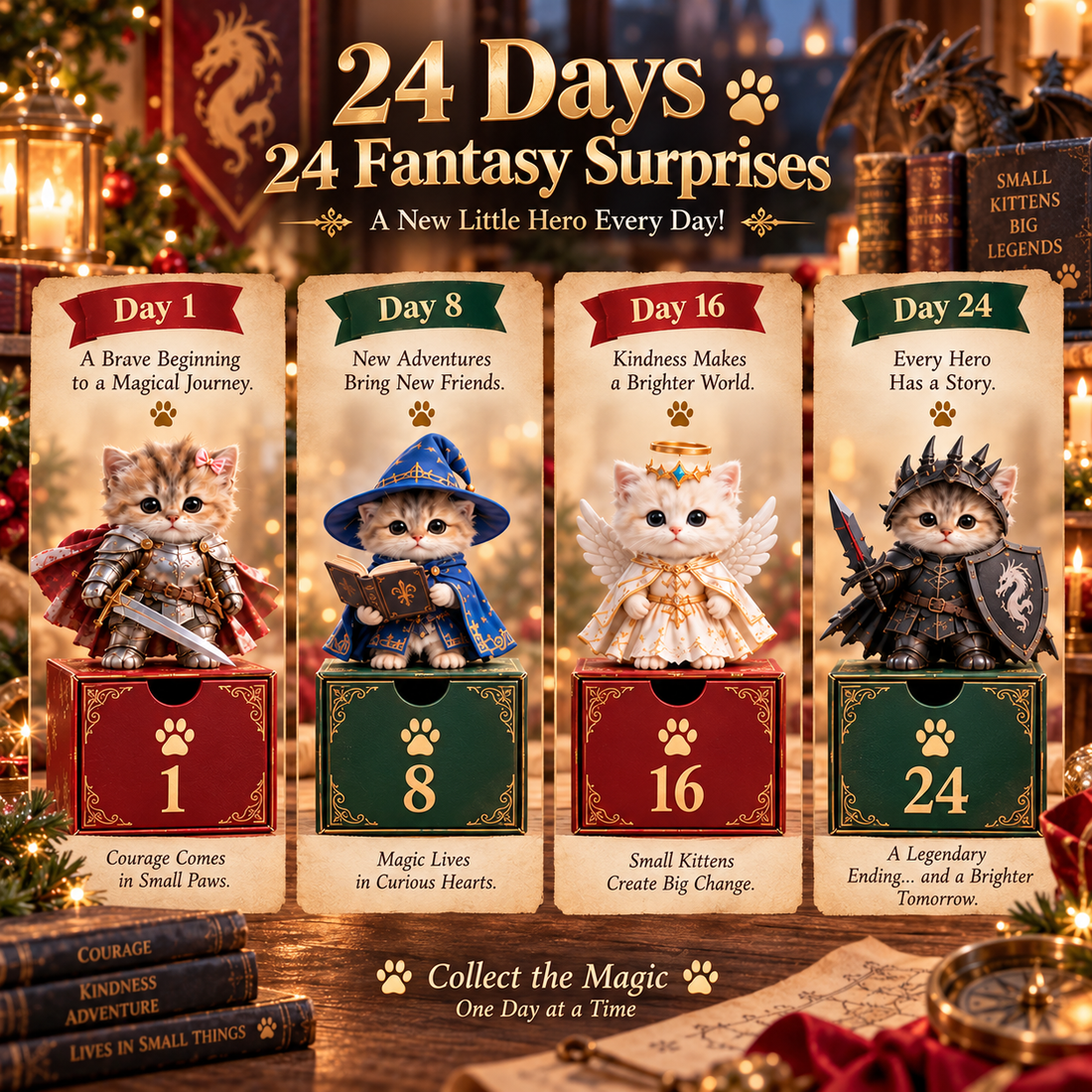 Fantasy Kittens countdown highlighting four featured days