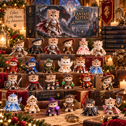 🐉 24 Days of Fantasy Kittens Advent Calendar – Knight & Dragon Collection 🐱