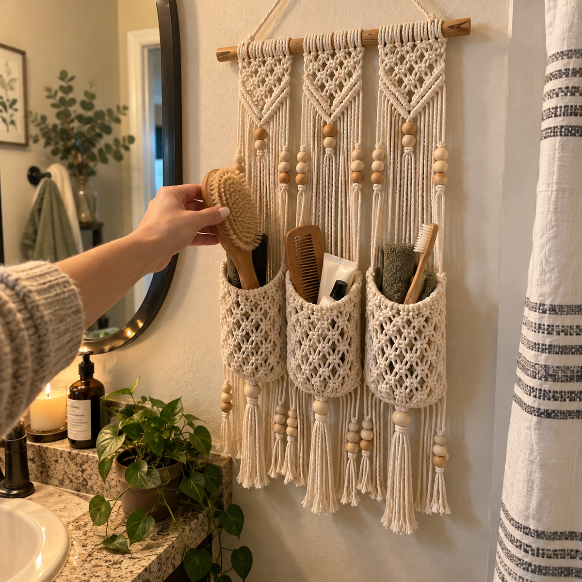 🏡Boho Macramé Wall Organizer