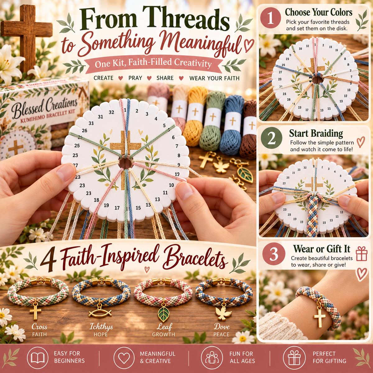 🙏✝️ Faith & Love DIY Christian Bracelet Making Kit