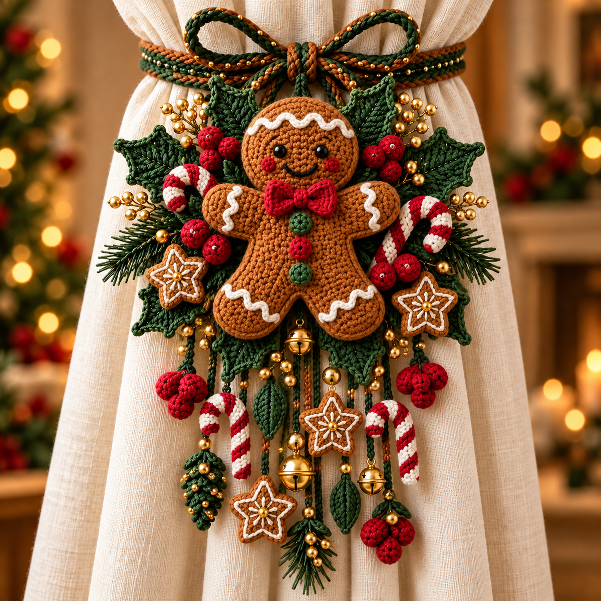 Christmas Crochet Curtain Tieback DIY Kits – Beginner-Friendly Holiday Craft Kits