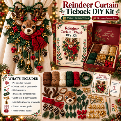 Christmas Crochet Curtain Tieback DIY Kits – Beginner-Friendly Holiday Craft Kits