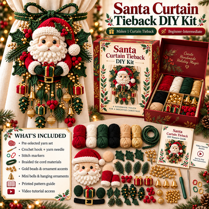 Christmas Crochet Curtain Tieback DIY Kits – Beginner-Friendly Holiday Craft Kits