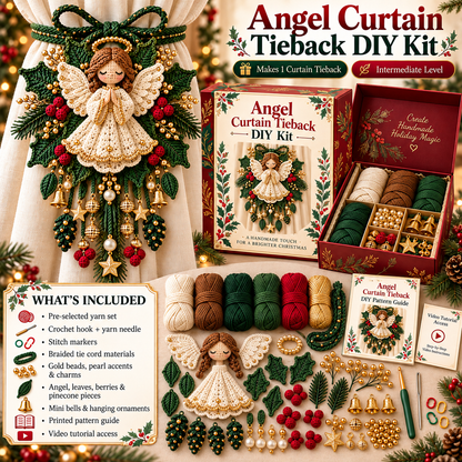 Christmas Crochet Curtain Tieback DIY Kits – Beginner-Friendly Holiday Craft Kits