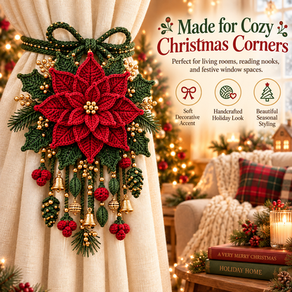 Christmas Crochet Curtain Tieback DIY Kits – Beginner-Friendly Holiday Craft Kits