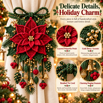 Christmas Crochet Curtain Tieback DIY Kits – Beginner-Friendly Holiday Craft Kits